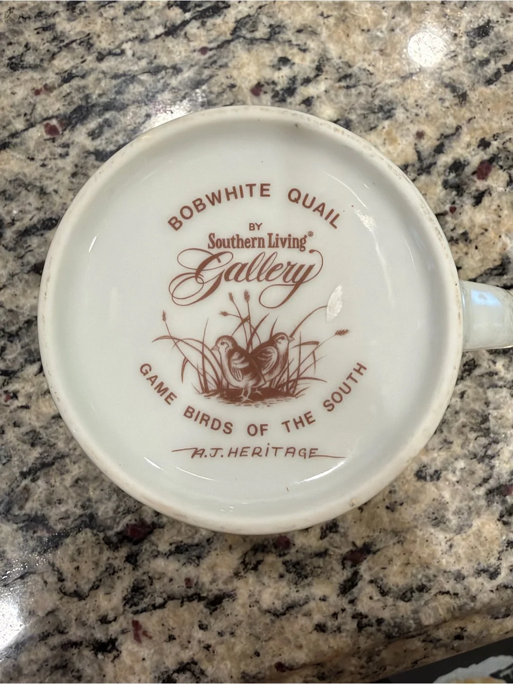 Southern Living Gallery Bobwhite Quail Game Birds South Painted Ceramic Mug